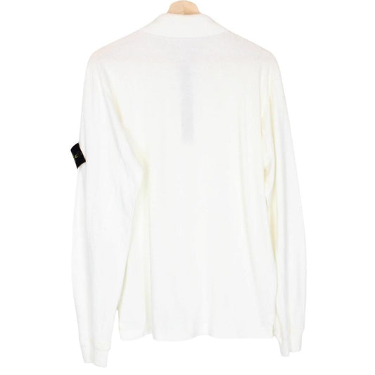 Stone Island SS 2017 White Long Sleeve Collared Cotton T-Shirt