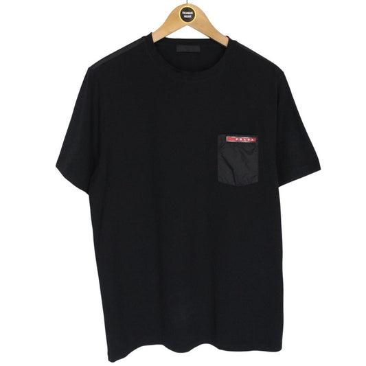 Prada Sport Black Short Sleeve Cotton Nylon Pocket T-Shirt