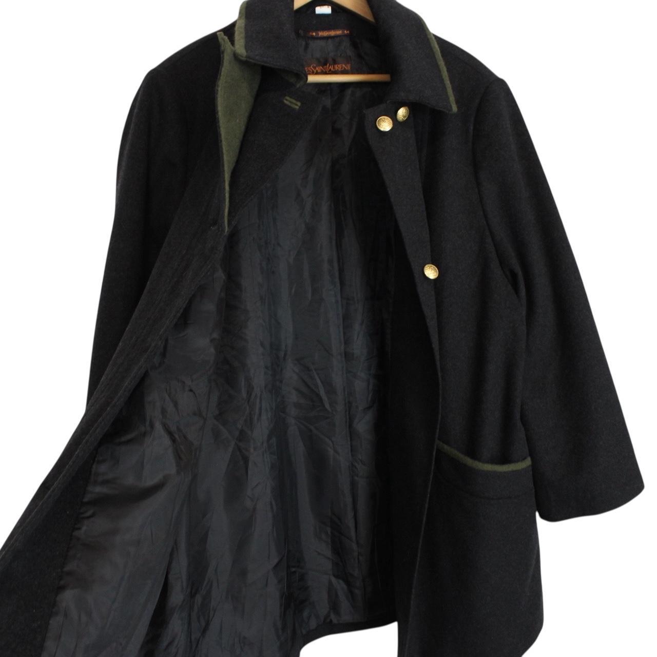 Vintage 90s Yves Saint Laurent Grey Virgin Wool Blend Coat