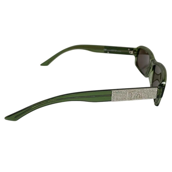 Dior Green Diamanté Logo Sunglasses