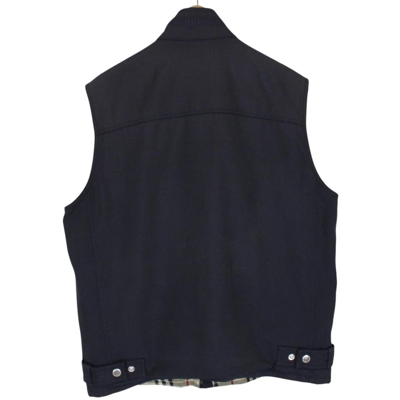 Burberry London Navy Blue Nova Check Nylon Full Zip Vest Jacket