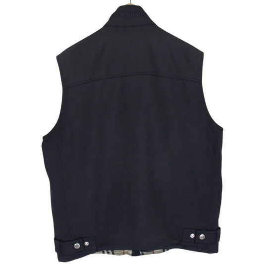 Burberry London Navy Blue Nova Check Nylon Full Zip Vest Jacket
