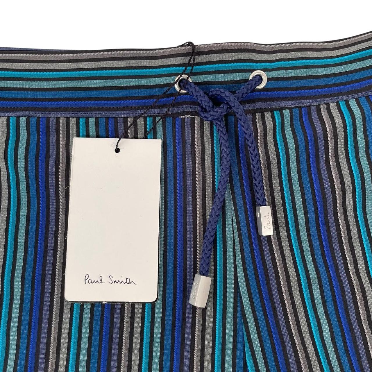Paul Smith multicoloured striped swim shorts with brand logo and new with tags.