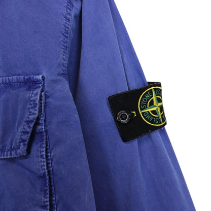 Stone Island AW 2021 Blue Full Zip Cotton Overshirt Jacket