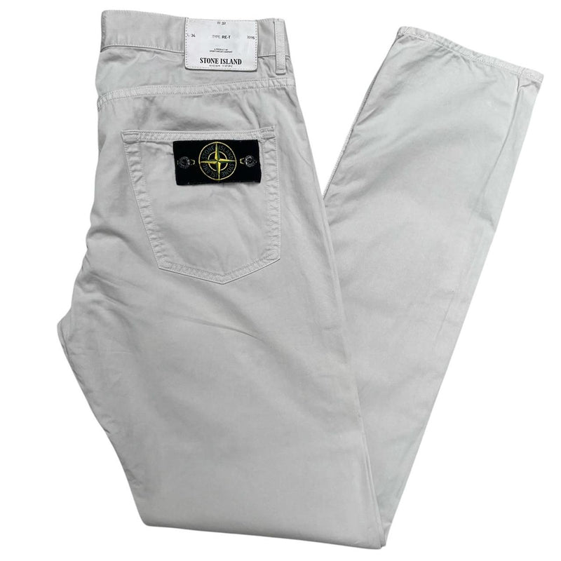 Stone Island Stone Grey RE-T Fit Cotton Trousers