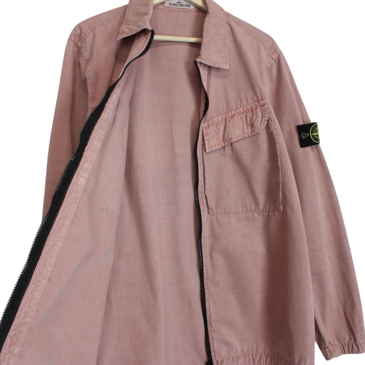 Stone Island AW 2022 Pink Full Zip Cotton Overshirt Jacket