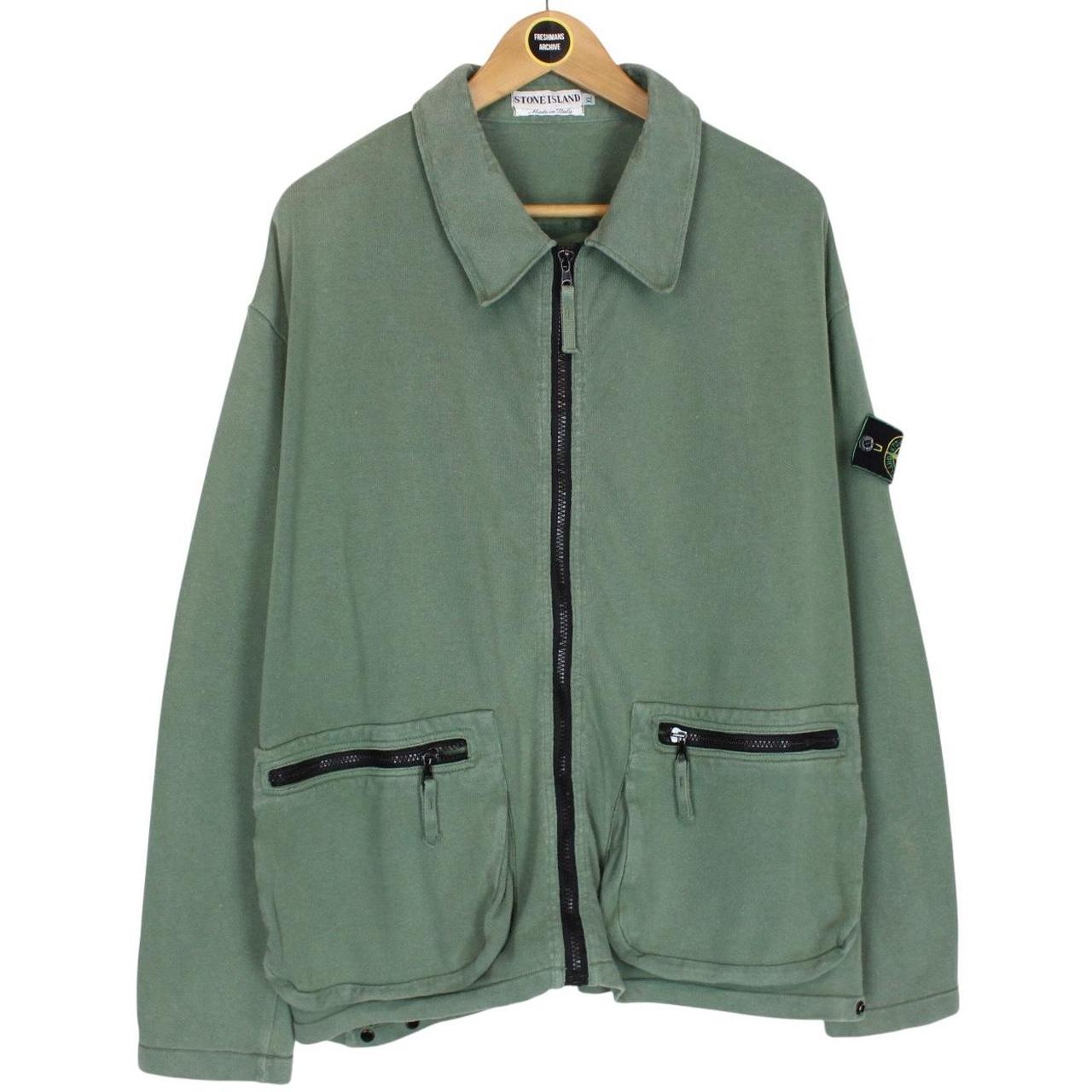 Stone Island SS 1995 Green Full Zip Cotton Sweatshirt