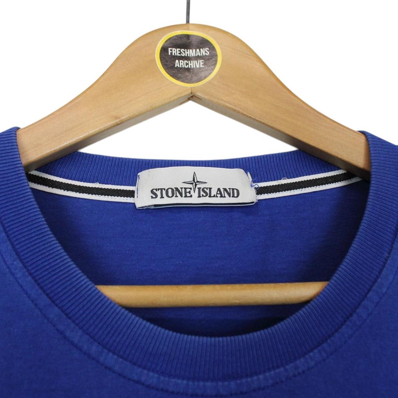 Stone Island Blue Short Sleeve Cotton Logo Print T-Shirt
