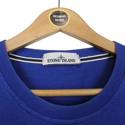 Stone Island Blue Short Sleeve Cotton Logo Print T-Shirt