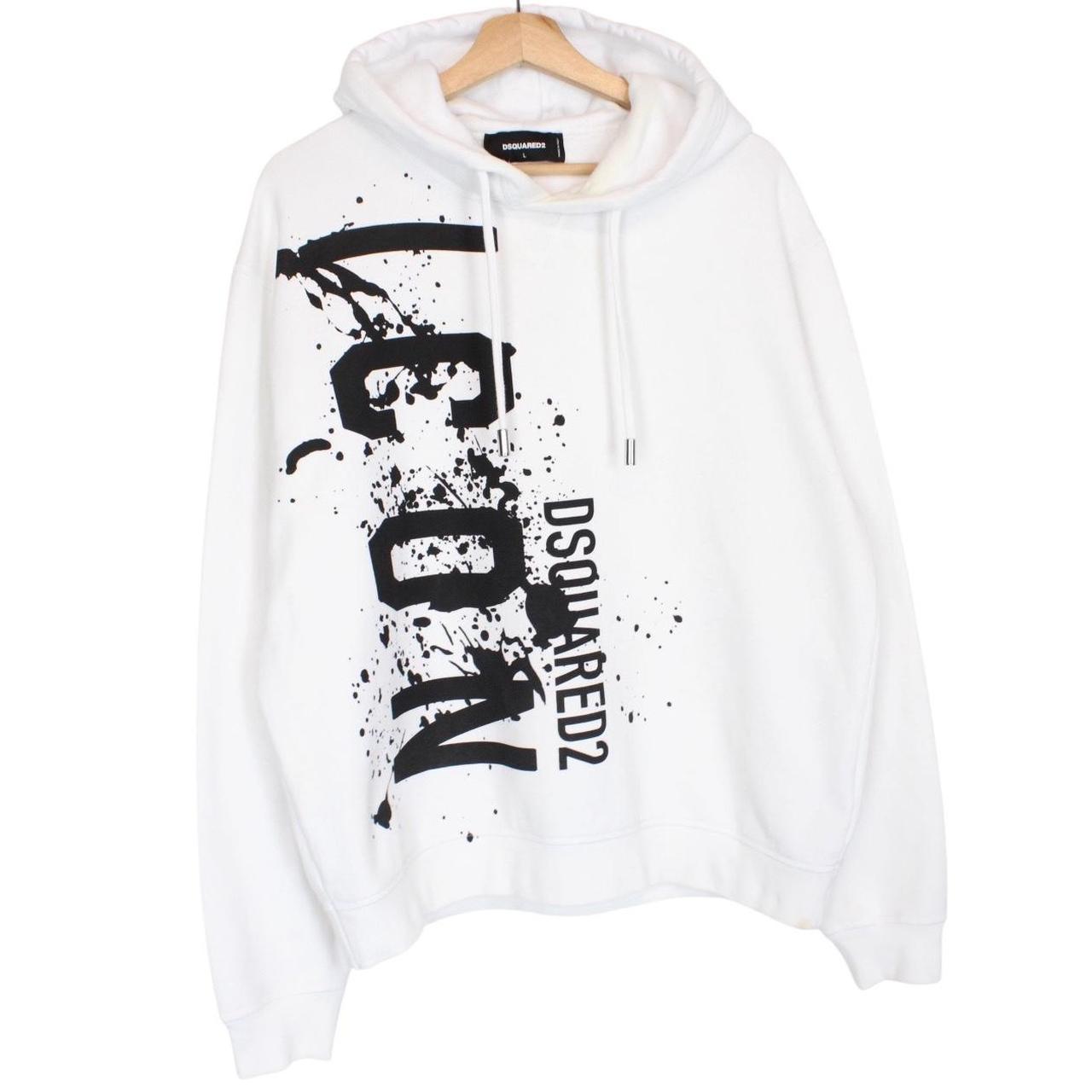 Dsquared2 black and white hoodie with splash logo, cool fit, size large.