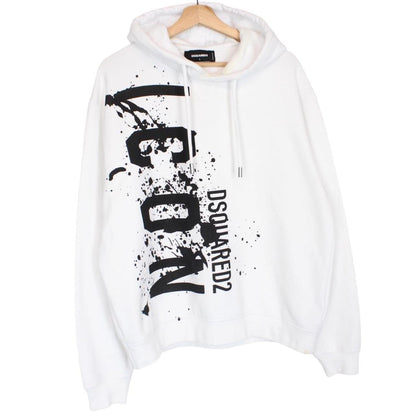 Dsquared2 black and white hoodie with splash logo, cool fit, size large.