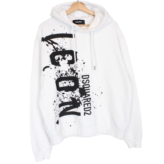 Dsquared2 black and white hoodie with splash logo, cool fit, size large.