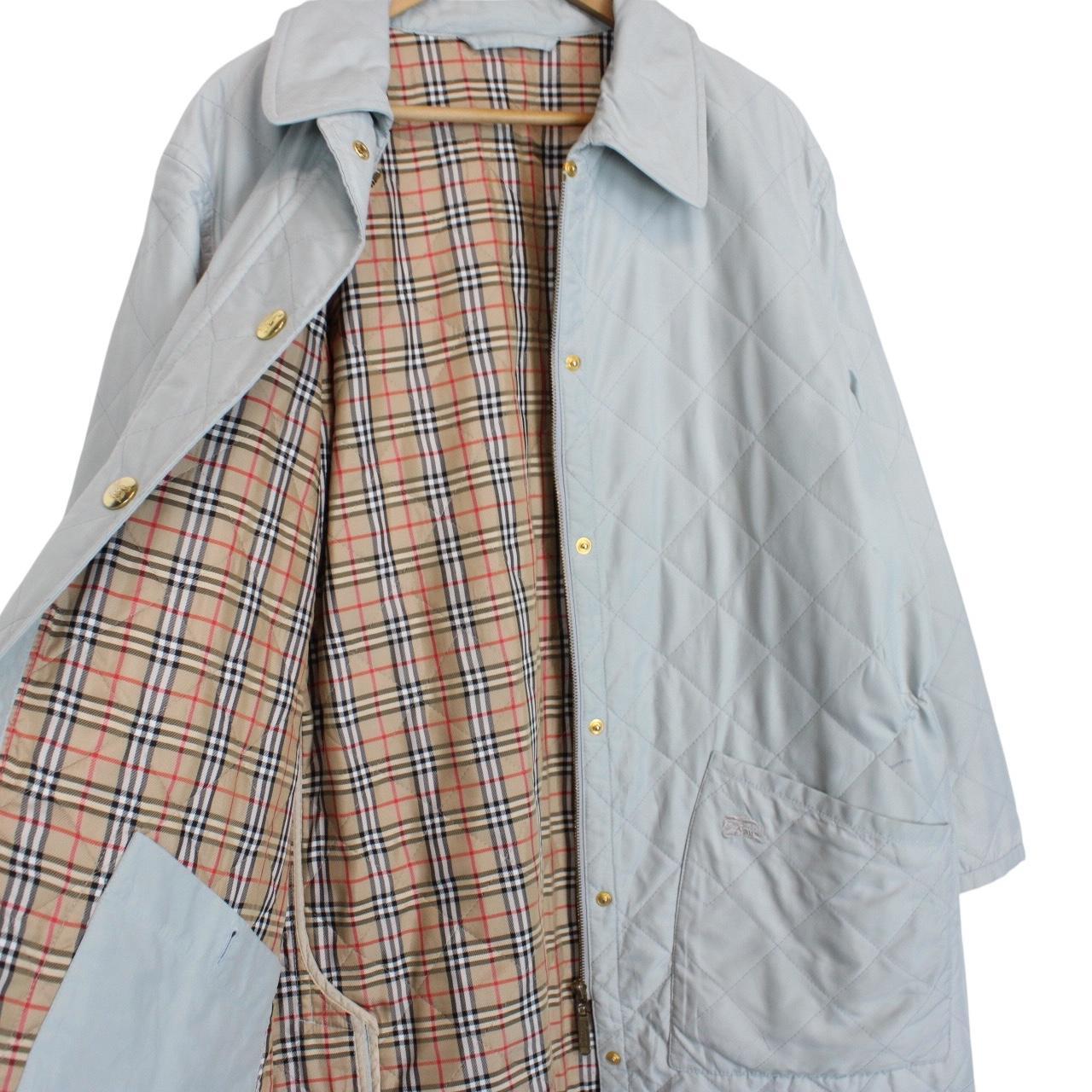 Vintage 90s Burberry Light Blue Nova Check Diamond Quilted Jacket