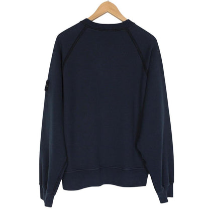 Stone Island Navy Blue Crew Neck Cotton Sweatshirt Jumper