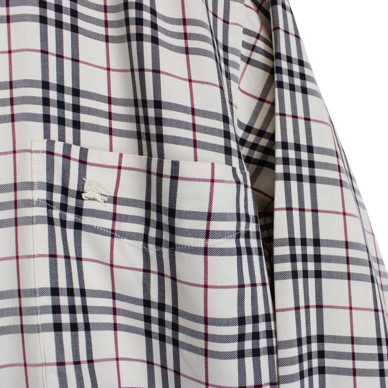 Vintage Burberry London Cream Nova Check Long Sleeve Cotton Shirt