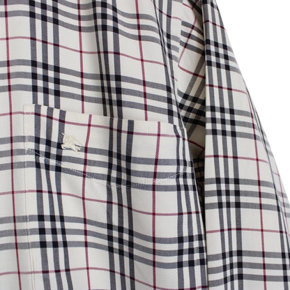Vintage Burberry London Cream Nova Check Long Sleeve Cotton Shirt