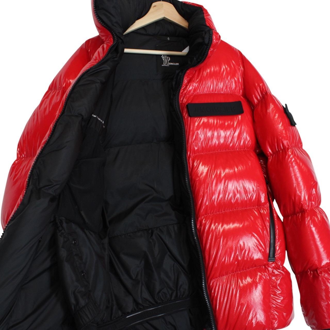 Moncler Grenoble Verrand Red and Black Full Zip Nylon Down Jacket