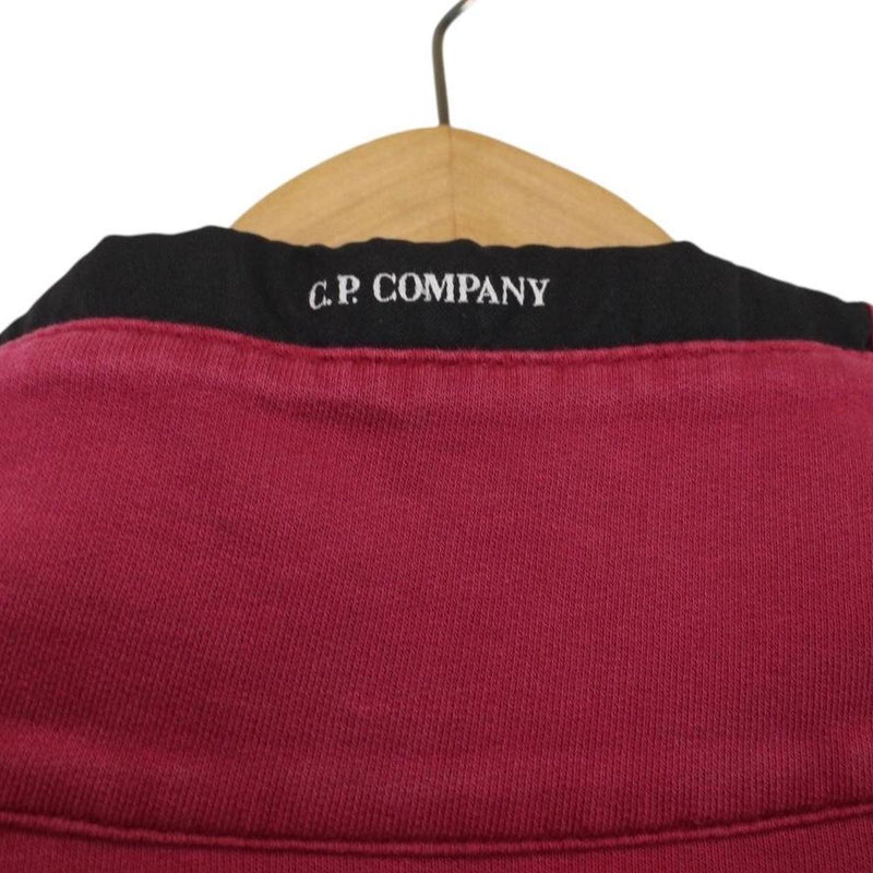 CP Company Burgundy 1/4 Zip Lens Sweatshirt Jumper