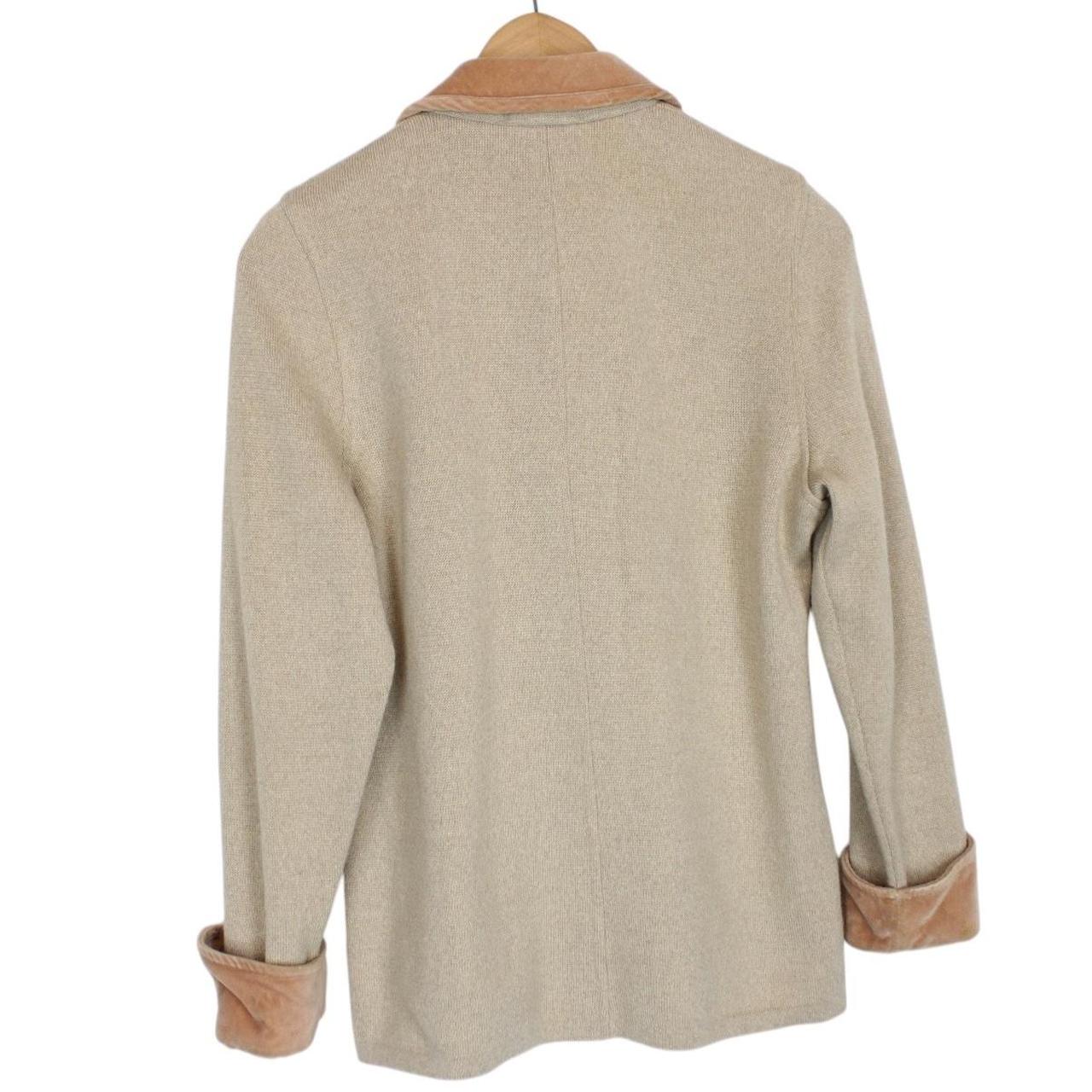 Vintage 80s Burberry Tan Brown Merino Wool/Acrylic Knit Jacket
