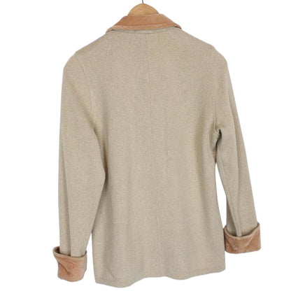 Vintage 80s Burberry Tan Brown Merino Wool/Acrylic Knit Jacket