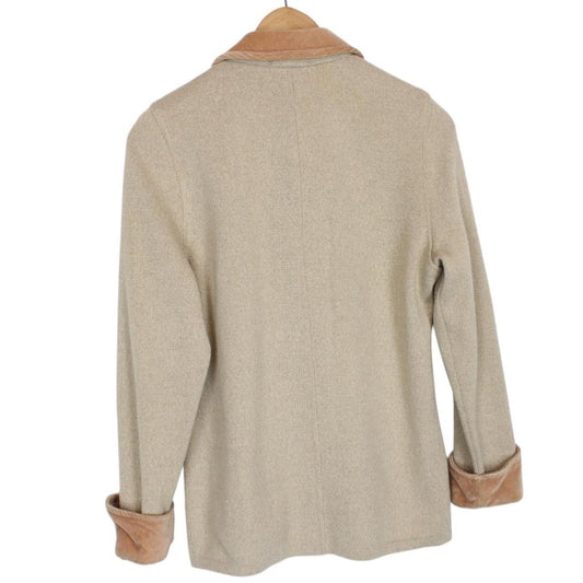 Vintage 80s Burberry Tan Brown Merino Wool/Acrylic Knit Jacket