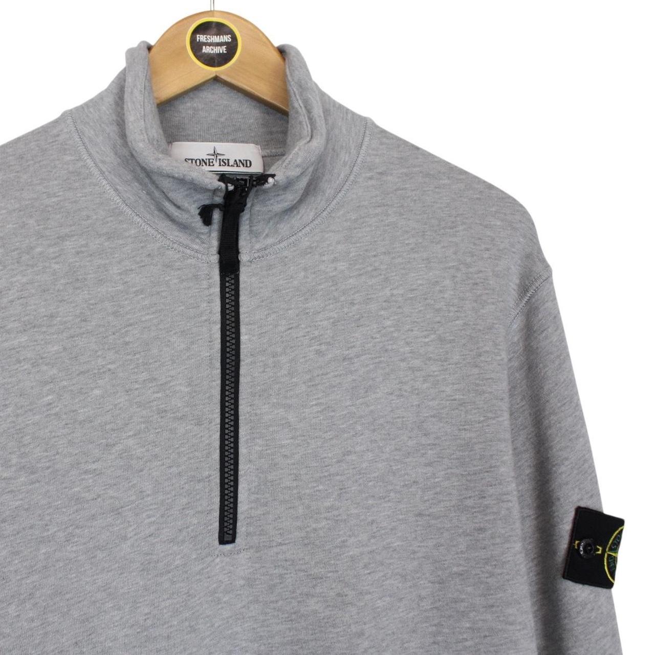 Stone Island SS 2022 Grey Cotton 1/4 Zip Sweatshirt Jumper
