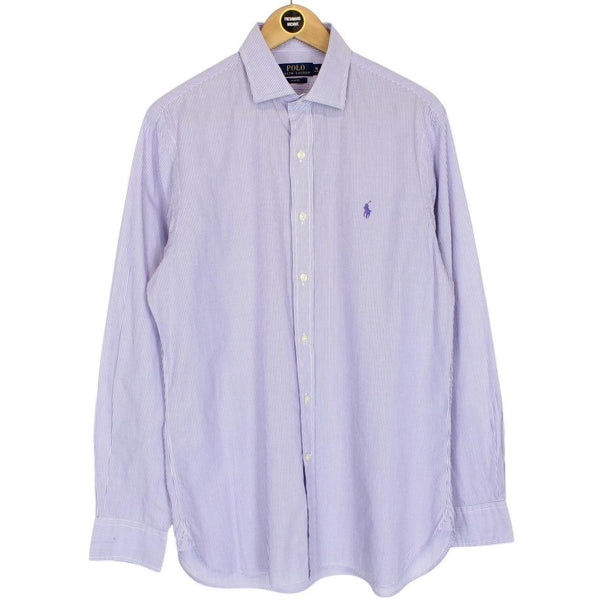 Polo Ralph Lauren Purple and White Striped Long Sleeve Cotton Shirt