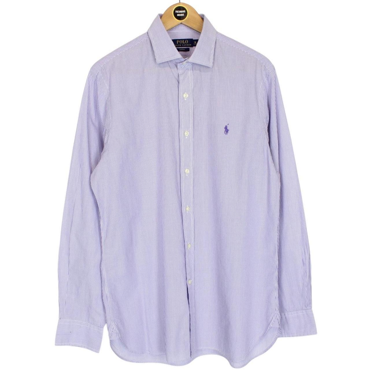 Polo Ralph Lauren Purple and White Striped Long Sleeve Cotton Shirt