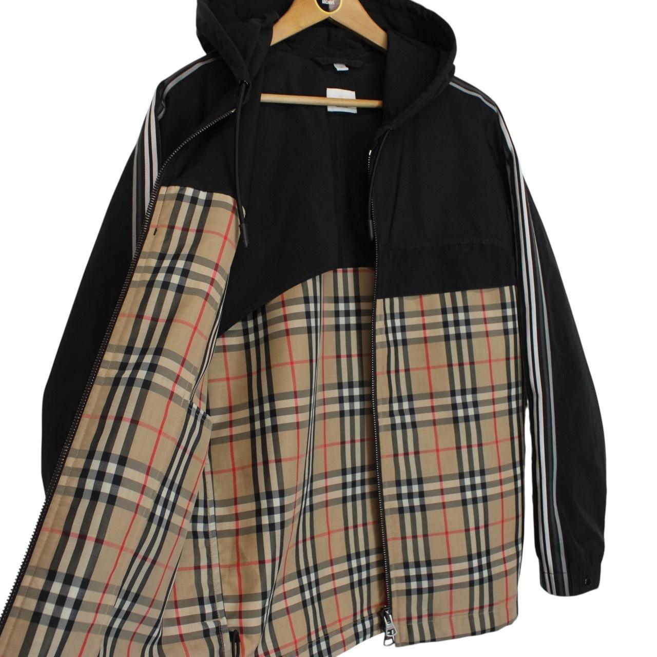 Burberry Compton Black and Tan Nova Check Full Zip Hooded Jacket
