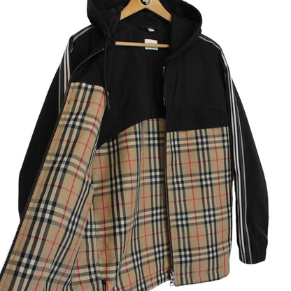 Burberry Compton Black and Tan Nova Check Full Zip Hooded Jacket