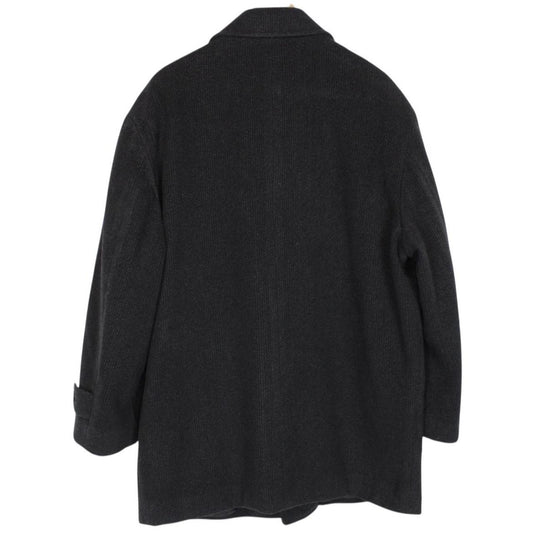 Vintage 90s Yves Saint Laurent Dark Grey Wool Blend Peacoat