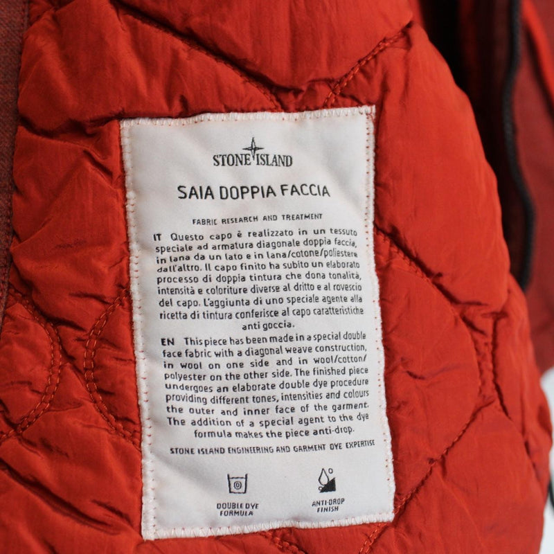Stone Island AW 2014 Red Saia Doppia Faccia Hooded Quilted Wool Jacket