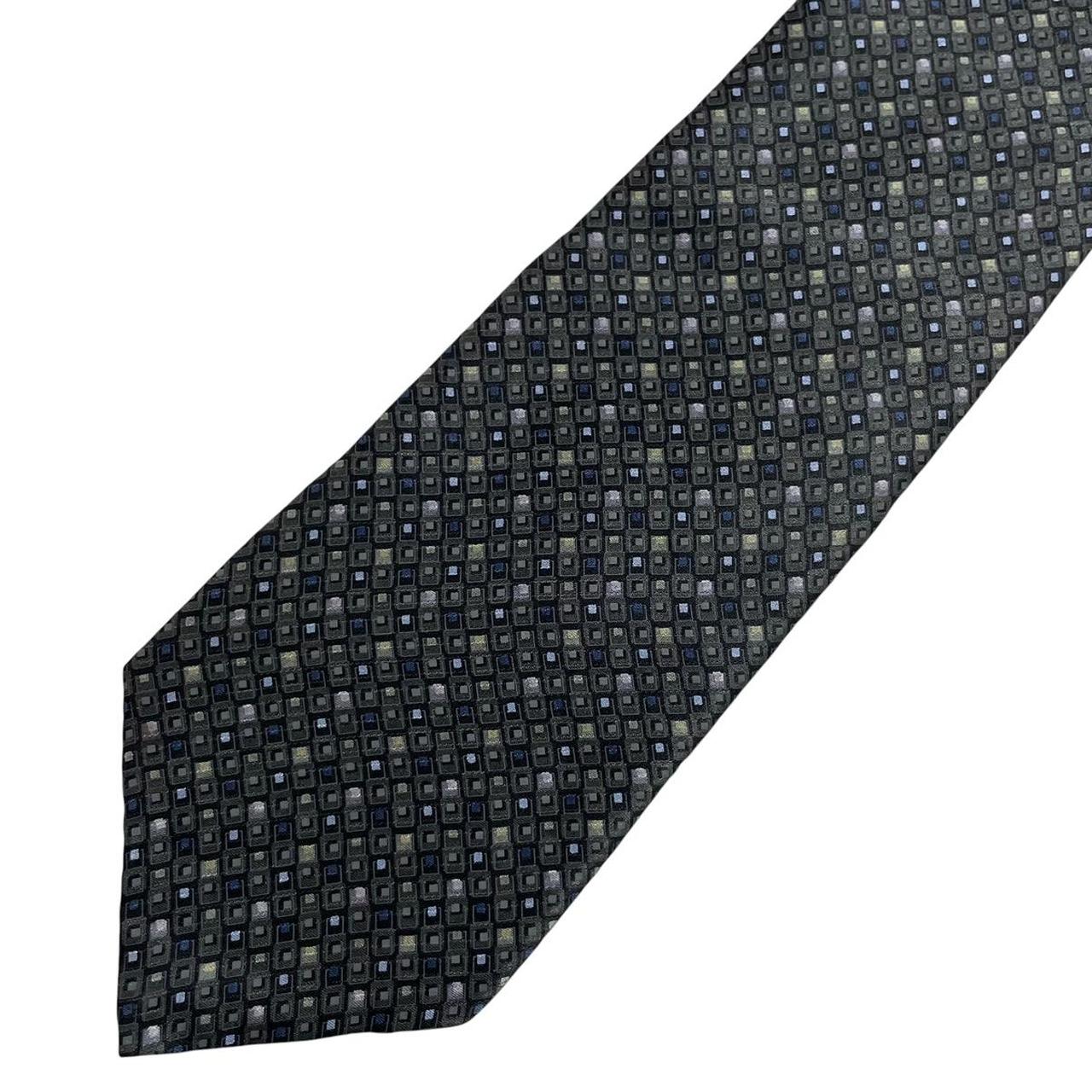 Vintage DKNY Green Geometric Silk Tie