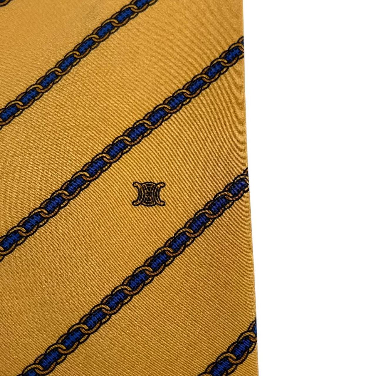 Vintage Celine Paris Yellow and Navy Blue Silk Tie
