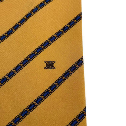 Vintage Celine Paris Yellow and Navy Blue Silk Tie