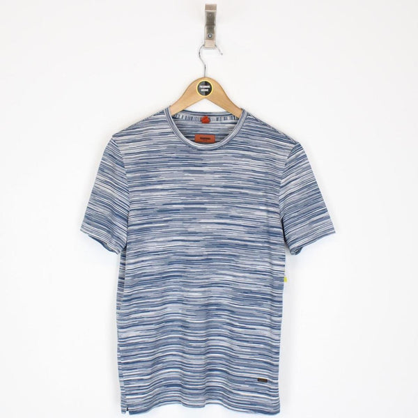 Missoni Blue and White Striped Short Sleeve Cotton T-Shirt