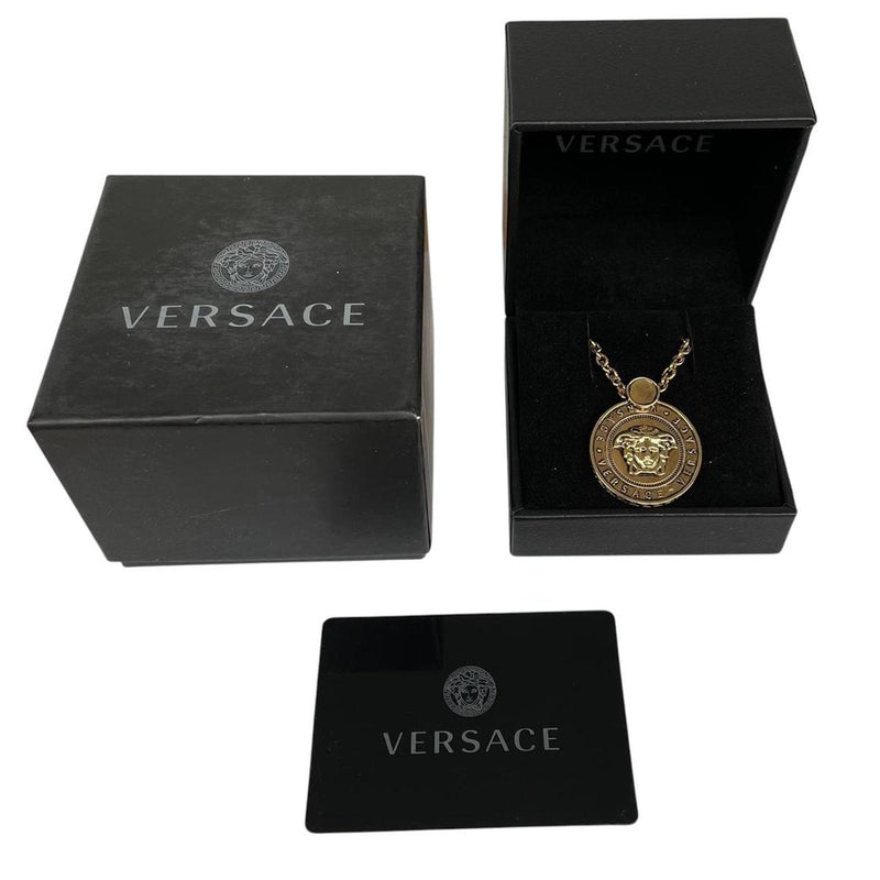 Versace Gold Tone Medusa Pendant Necklace