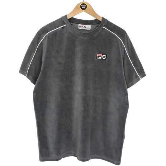Fila Vintage 110 Velour Hector Grey Short Sleeve Cotton T-Shirt