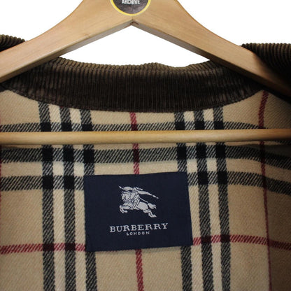 Vintage Burberry London Brown Coated Cotton Wool Nova Check Lined Jacket