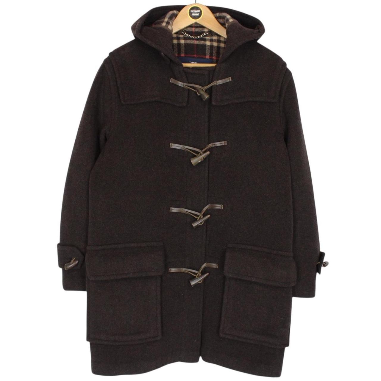 Vintage Burberry London Brown Nova Check Wool Duffle Coat