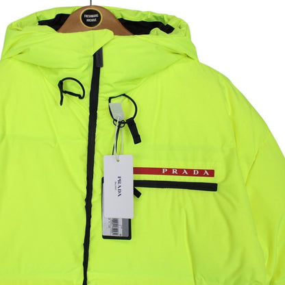 Prada Linea Rossa Luminescent Yellow Hooded Down Puffer Coat