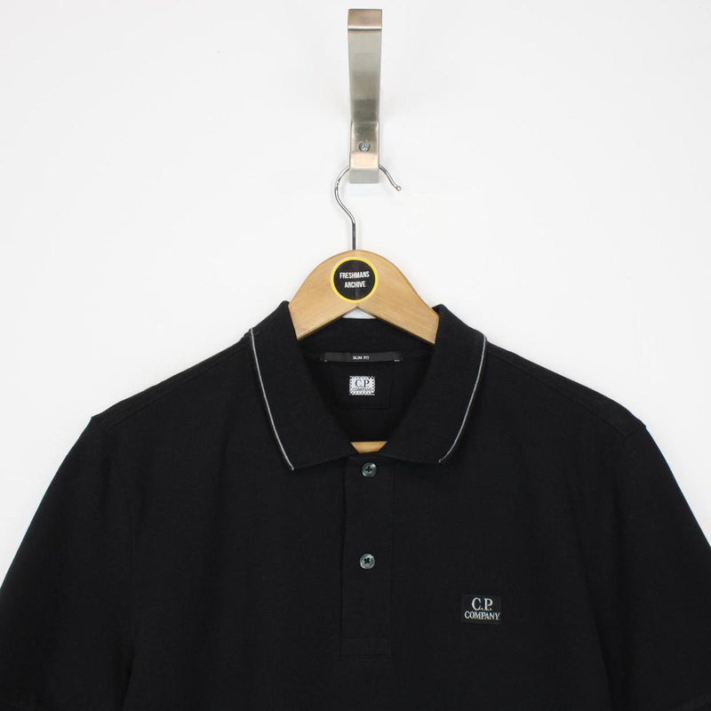 CP Company Black Logo Patch Short Sleeve Polo Shirt