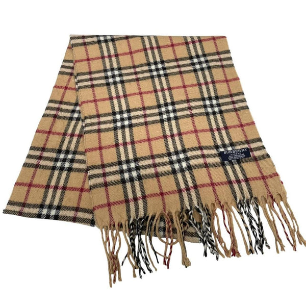 Vintage 90s Burberry Beige Nova Check Cashmere Scarf