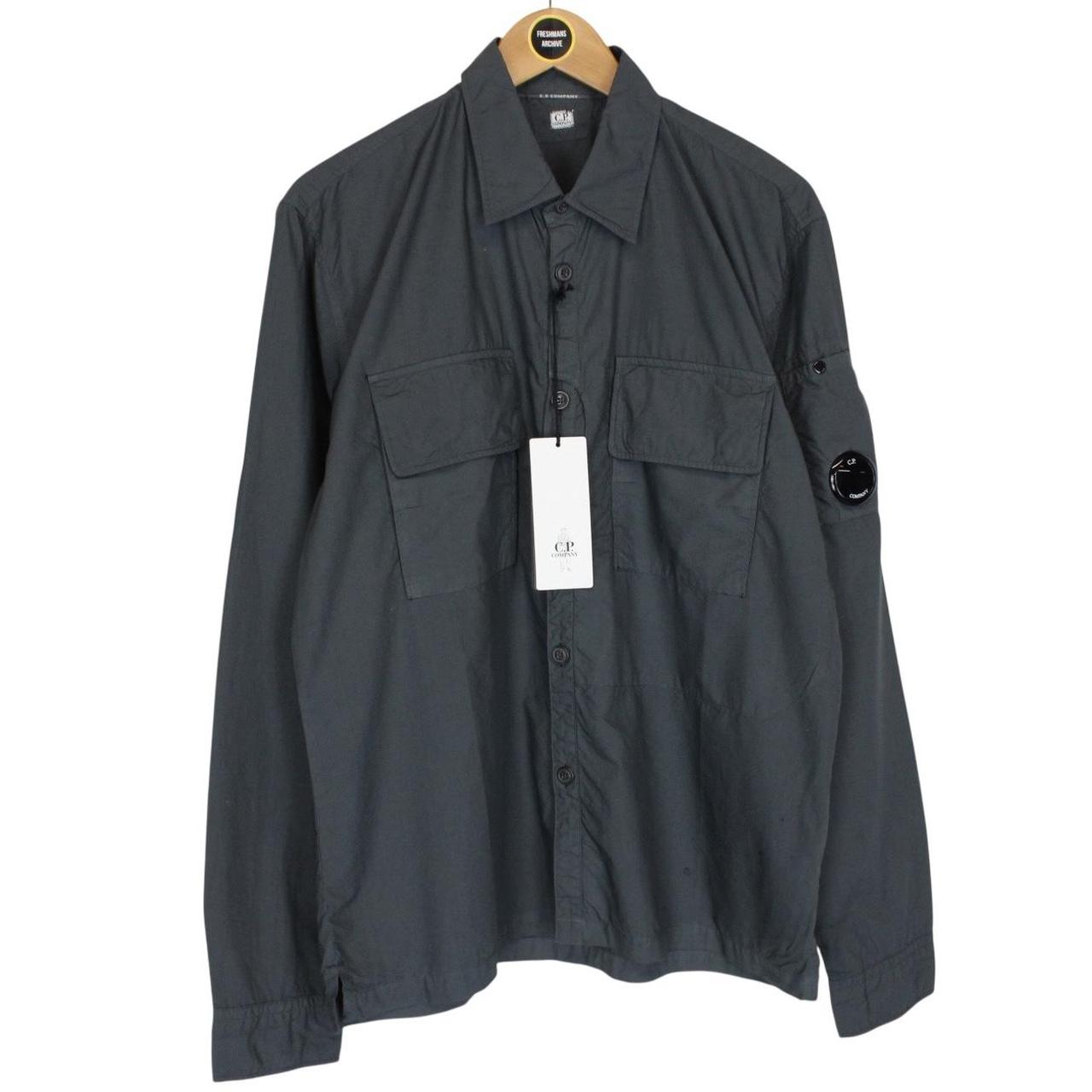 CP Company Navy Blue Lens Gabard Organic Cotton Overshirt