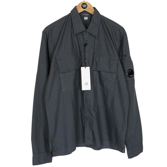 CP Company Navy Blue Lens Gabard Organic Cotton Overshirt