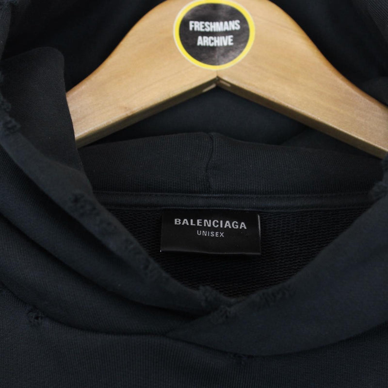 Balenciaga Black and Silver New Tape Type Oversized Hoodie