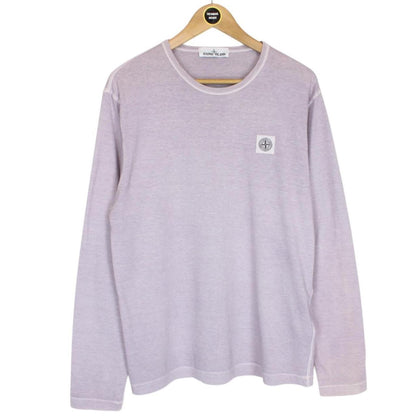 Stone Island SS 2018 Purple Fissato Effecr Long Sleeve Compass T-Shirt
