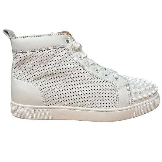 Christian Louboutin White Louis Flat Calf Leather Spikes Trainers
