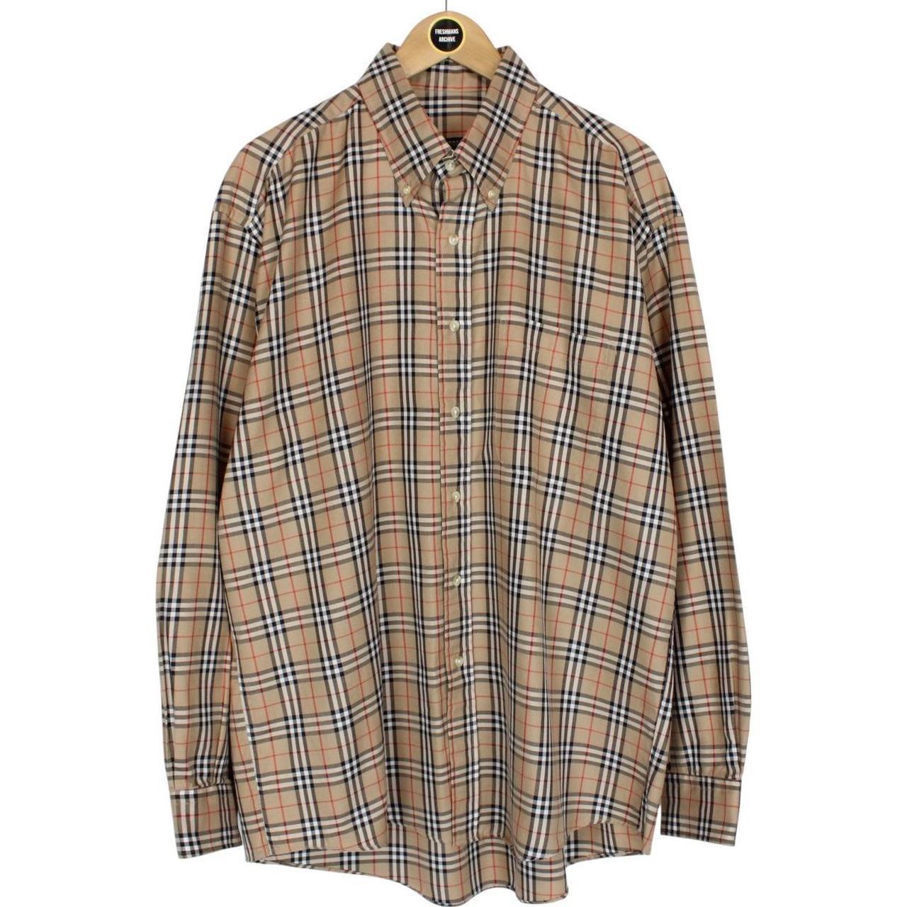 Vintage Burberry London Beige Nova Check Cotton Long Sleeve Shirt