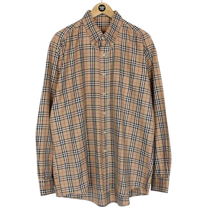 Vintage Burberry London Beige Nova Check Cotton Long Sleeve Shirt